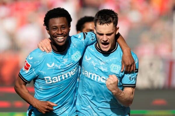 Florian Wirtz, right, fired Bayer Leverkusen to victory over Union Berlin (Ebrahim Noroozi/AP)